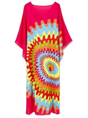 Image of Moss Rose Kaftan Dresses for Women V Neck Summer Swimsuit Cover up Caftan Maxi Beach Dresses