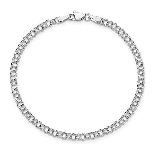 IceCarats 14K Solid White Gold 3.5mm Double Link Chain Charm Bracelet