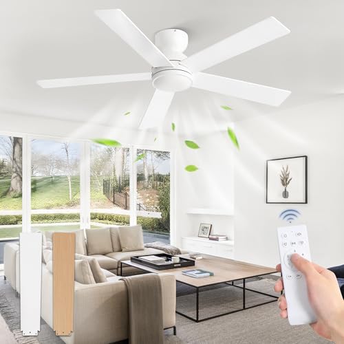Image of Fanbulous 48 Inch White Ceiling Fan no light, Flush Mount Low Profile