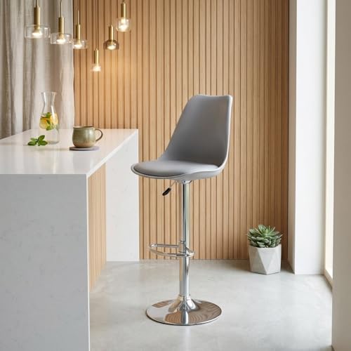 Image of activa Rapid Bar Stool Chair with Height Adjustable Design, Padded Seat & Footrest | Modern Metal Counter Stool for Kitchen, Home, Bar & Cafe Seating | Durable Comfort Chair (Grey, Set 1)