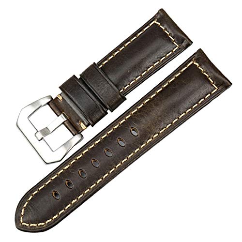 Bracelet de montre vintage en cuir fait main vert 22mm boucle noire luxueuse