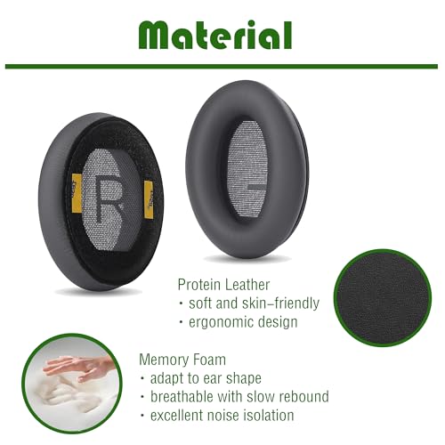 Almohadillas de repuesto QC45 compatibles con Bose QuietComfort SE (QC SE)/QuietComfort 45 (QC45)/Nuevos auriculares inalámbricos Quiet Comfort de Bose con cuero de proteína miniatura 3