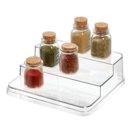 iDesign Crisp Plastic Stadium Spice Rack, 3-Tier Organizer for Kitchen Pantry, Cabinet, Countertops, Vanity, Office, Craft Room, 9.6" x 0.55" x 3.47"