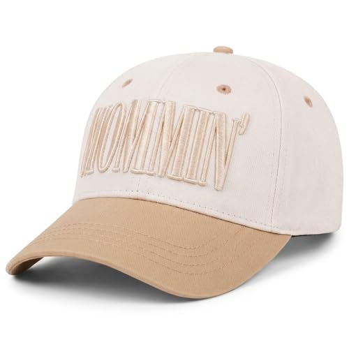 Image of Mommin Trucker Hat for Women, Vintage Two-Tone mom hat with Mommin 3D Embroidery, New Mom Gifts Mothers Day Outfits