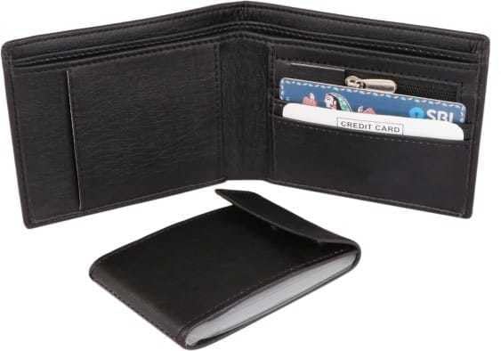 Image of Men's Leather Wallet Bifold Slim Design with Multiple Card Slots, Cash Compartment and Compact Pocket Friendly Wallet for Everyday Use (Black)
