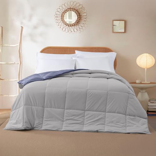 Image of Modern Threads Down Alternative Reversible Comforter Deep Blue /Silver Twin