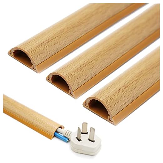 INCETUE Kabelkanal holzoptik für Boden, Kabelschacht rund selbstklebend, Kabelkanäle flach zum verstecken Kabels, PVC Kabelleiste fußboden 3x1.2x30cm x 13Stk. - Hellbraun