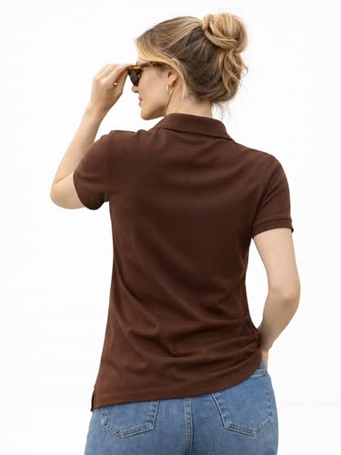 Image of Juneberry Women's Cotton Lycra Polo T- Shirt, Short Sleeve Casual Top, Soft, Lightweight, Stretchable & Stylish, Versatile Everyday Wear, Sizes S-2XL
