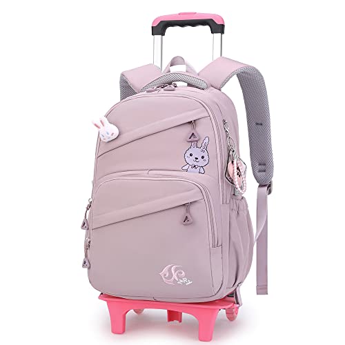 Rolling Backpack for Girls Trolley BookBag with Wheels Elementary and Middle School Luggage Travel Bag