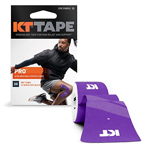 Image of KT Tape Pro Kinesiology Therapeutic Sports Tape, 20 Precut 10 inch Strips, Epic Purple, Latex Free, Water Resistance, Pro & Olympic Choice