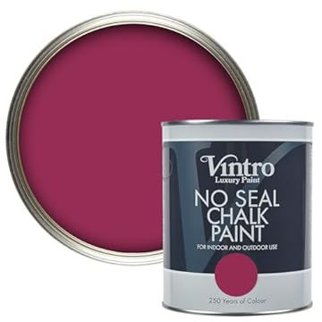Vintro Paint | No Seal Chalk Paint | Magenta | Interior & Exterior Use | Furniture | Walls | Wood | Metal | 1 Litre (Magenta - Rosy Raven)