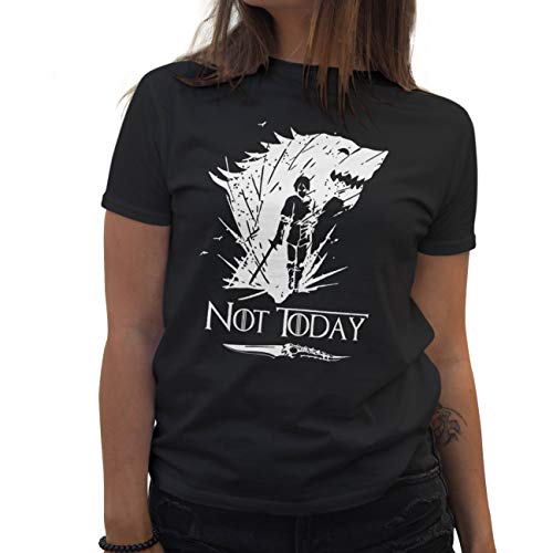 Lapi Boutique Arya Stark Wolf Not Today Knife Got Camiseta de Mujer Negra Size L