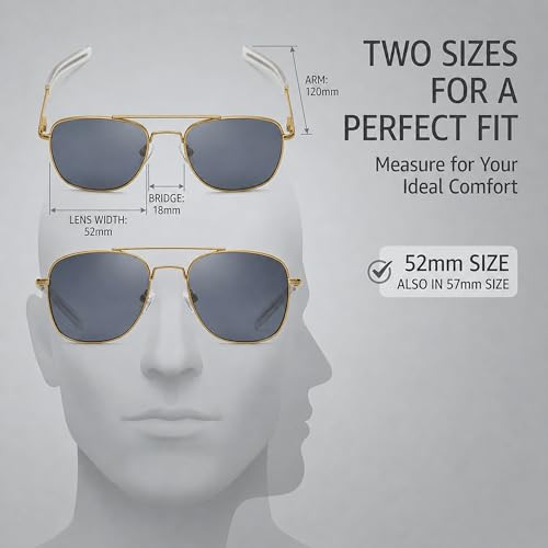 Image of CAMPCO HUMVEE Polarized Aviator Sunglasses for Men & Women - Gold Frame, Gray Lens, UV400 - Great for Driving, Fishing, Gifts
