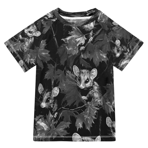 Boys Short Sleeve T-Shirts Mouse Rat Cartoon Rashguard Kids Swim Shirts Sun UPF 50+