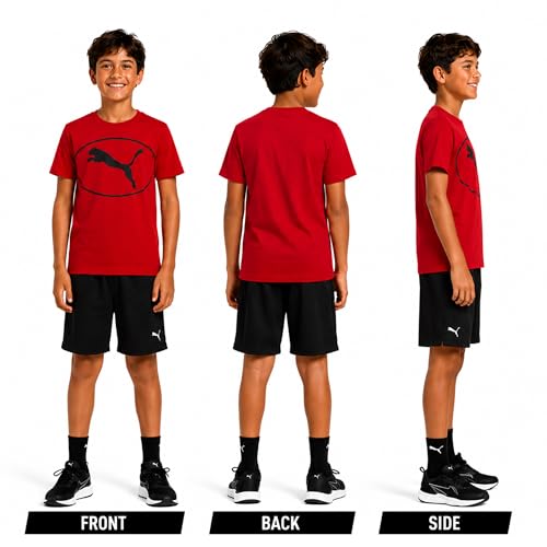 Image of PUMA Boys T-Shirts Athletic Crewneck Short Sleeve Tees (Sizes S-XL) | Soft Breathable Cotton Blend, Comfortable Casual Fit, Great for School, Play & Everyday Wear