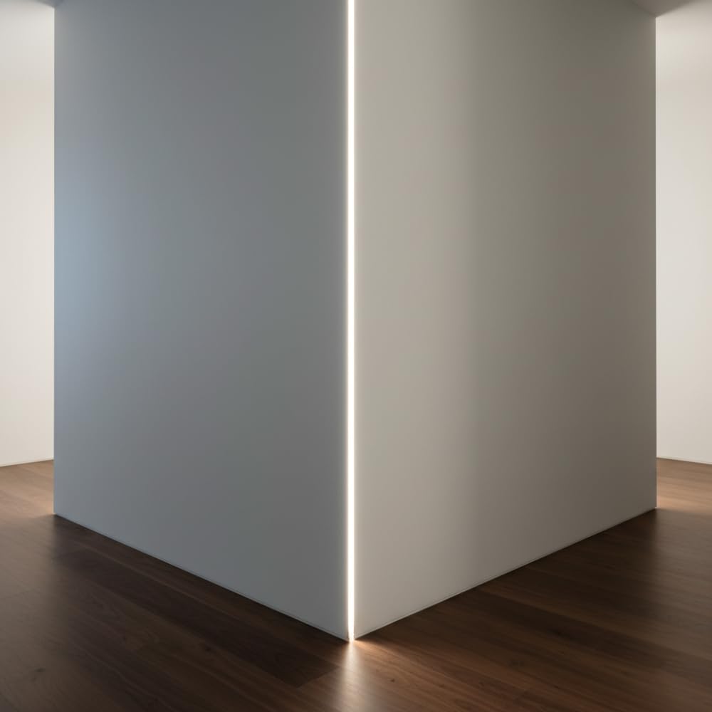 FORTUNATO Profilo Filomuro LED in Cartongesso e Fibra con Alluminio, 8x200 cm, Spessore 13 mm, per Pareti e Soffitti, con Schermo Policarbonato