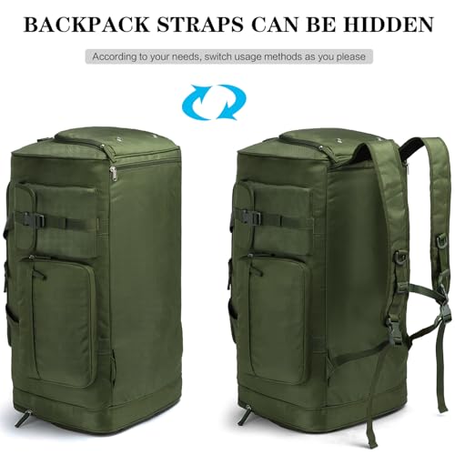 Extra Large Gym Bag Backpack with Shoes Compartment 70L Heavy Duty Sports Duffle for Men & Women Workout Duffel Bag Weekender Overnight Backpack for Travel Camping, Green3