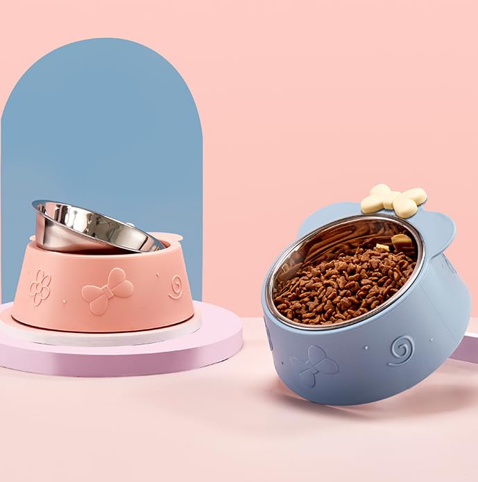 FYCAN Colorful Cat Feeding Lightweight Plastic Dog Single Feeding Bowls, Durable Non-Slip Kitten Food and Water Bowls - Durable and Easy to Clean Pet Bowls Pet Cat Dog Small Animal_1 (Blue)