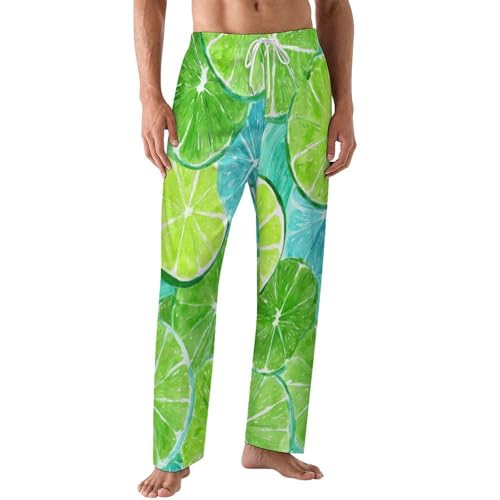 Lemon Prints Pajama Pants for Men Soft Lightweight Lounge Pj Bottoms with Drawstring Pockets