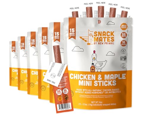 Image of New Primal Snack Mates Chicken & Maple Mini Meat Sticks, Bulk 90 Count