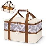 Coobiiya Insulated Casserole Carrier,Lasagna Lugger Tote Keeps Food Hot or Cold,Thermal Lunch Bag Warmer & Cooler Carrier Bag,Portable Tote Bag Fits 9' x 13' Baking Dish for Picnic and Cookout