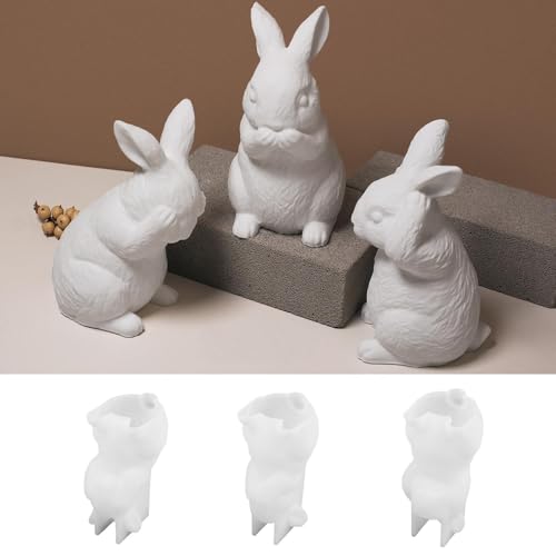 Lot De 3 Moules En Silicone En Forme De Lapin De Pâques, Réutilisables En 3 D, Pour Bougies, Moules En Résine Époxy, Moulage En Plâtre, Cadeaux De Pâques Faits À La Main