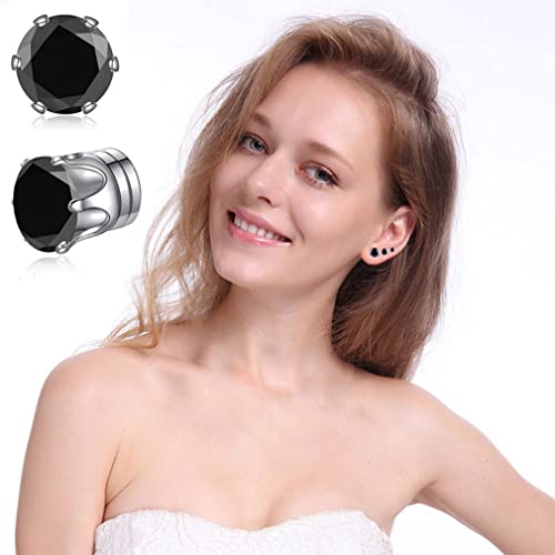 Spiritlele 12 Pairs Black White Blue Crystal Magnetic Earrings Set CZ Clip on Non Piercing Fake Stud Earrings Unisex4