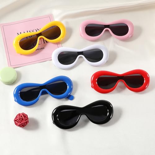 1-10 Years Kids Inflated Oval Sunglasses for Boys Girls Oversized Thick Frame Y2K Funny Aesthetic Shades (Green)4