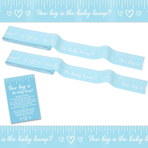 Juavlonle Measure The Belly Baby Shower Game for Boy 2 Rolls Belly Measuring Tape 2 Inches x 150 Feet Blue Tummy Measure How Big is Mommys Belly Fun Baby Shower Game Boy