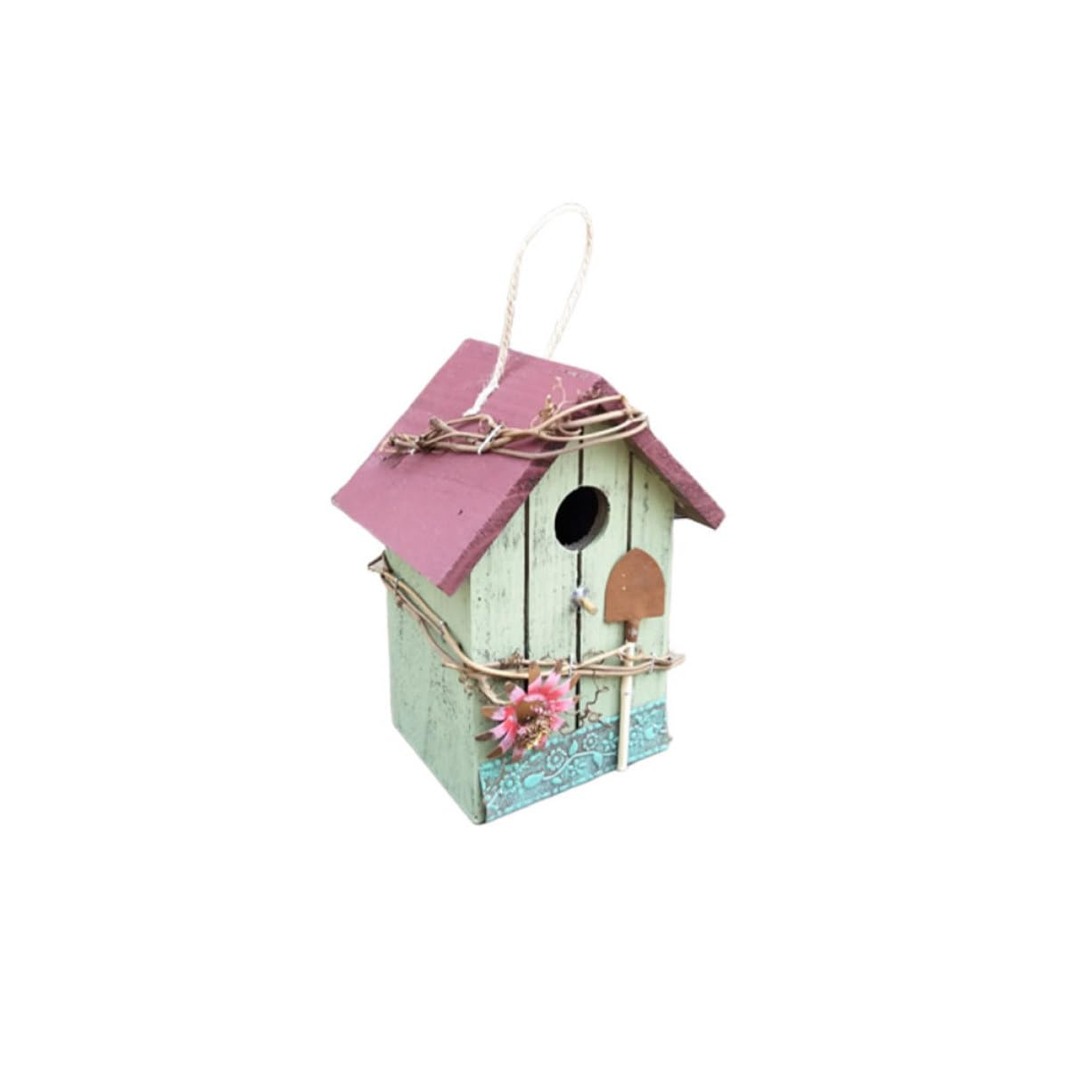 Casa de pájaros de madera colgante y ligera Zerodeko para regalo de jardin rustico