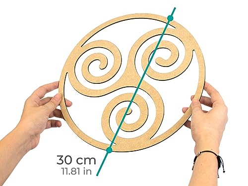 CONTRAXT Triskel decoration irlande symbole celtique. Mandala Triskell Irlande decoration irlandaise mythologie du monde celte cadre tableau sculpté bois cadeau zen mural meditation (Triskel, MDF) – vue 3