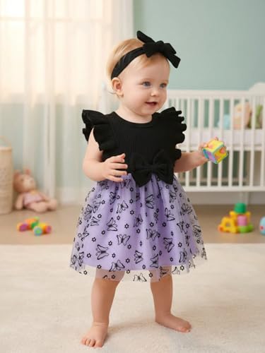 Image of TAGAS Girls' Long-Sleeve Floral Party Dress with Big Bow||Baby Girl Dress|| Frock for Girls|prinsses Dresses | Dress for Girls|