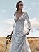 Long Sleeve Bohemian Wedding Dresses for Bride Lace V Neck Bridal Dresses for Women Ivory Wedding Gowns US 16 Plus Size