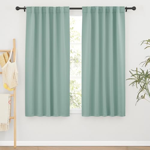 Image of RYB HOME Aqua Blackout Curtains for Bedroom 63 inches Long - Thermal Insulated Curtains and Drapes Privacy Shades for Living Room Farmhouse Closet, W42 x L63 inch, 2 Panels