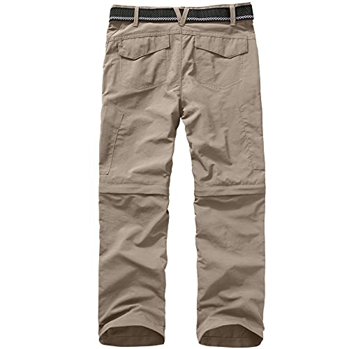 Boys Pants, Kids' Cargo Hiking Casual Outdoor Quick Dry Waterproof Climbing Convertible Trousers #9035 Khaki-M(9-10) #TOP1
