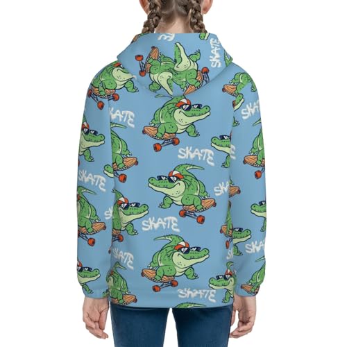 Cartoon Crocodile Skateboard 1 Kids Pullover Hoodies Boys Sweatshirts Girls Athletic Clothes with Pocket4