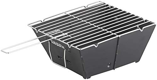 PEARL Faltgrill: Flach zusammenklappbarer Kohle-Grill, Grillfläche ca. 24,5 x 24 cm (Grill klappbar, Campinggrill Kohle klappbar, BBQ)