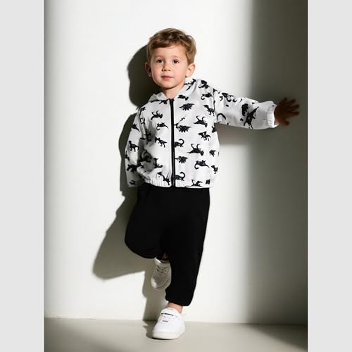 Size 18M-5T Toddler Baby Boys Clothes Zip Up Hoodie & Pants 2 Piece Set Casual Kids Boys Fall Outfits Set4