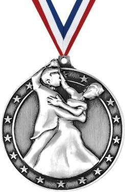 Dance Medals - 2" Diecast Silver Dance Medal Awards Prime
