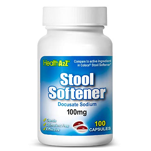 HealthA2Z Stool Softener, Docusate Sodium 100mg, Compare to ColaceÂ® Active Ingredient, 100 Capsules