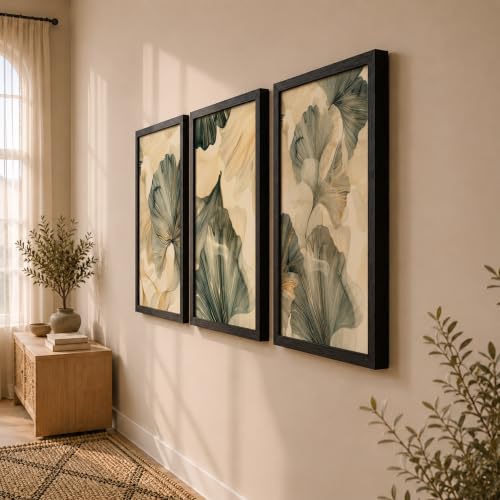 Image of NoWorries Modern Portrait Art & London Floral Wall Frames Paintings | Chelsea & Covent Garden Botanical 300 GSM Premium Prints | Stylish Home Decor for Living Room, Office & Bedroom | Synthetic Wooden Wall Art Frames (Set of-3) (BLACK, ART-12, 21X31INCHES)
