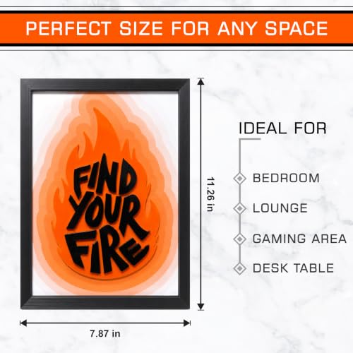 Image of CodersParadise Find Your Fire 3D Motivational Wall Art Frame, Inspirational Layered Quote Decor for Home, Office, Study Room & Workspace, Modern Typography Wall Hanging, Unique Gift Idea