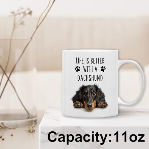 Taza de cerámica para café con diseño de perro dachshund 11 oz miniatura 2