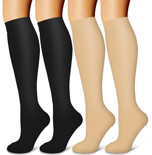 Image of Laite Hebe 4 Pairs-Compression Socks for Women&Men Circulation-Best Support for Nurses,Running,Athletic