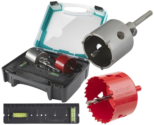 wolfcraft 5982000 - Coffret de trépans Universal Béton/BIM avec gabarit - Diamètre 68 mm