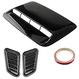 Car Hood Air Flow Vent Decorative Kit Modification Hood Scoop with Side Vents 3pcs (Black)