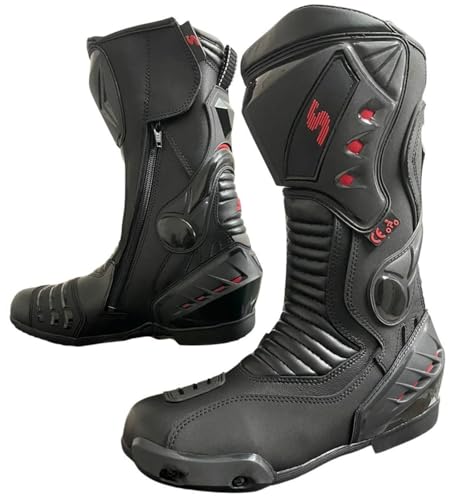 Image of CE APPROVED BLACK SPEED MAX MENS MOTORBIKE MOTORCYCLE RACING LEATHER SHOES BOOTS (UK 10 - EU 44)