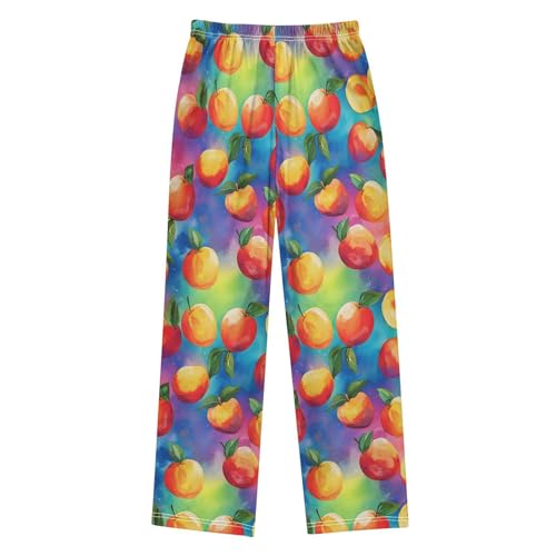 Pajama Pants Sleep Pants Soft Elastic Waist Pajama Lounge Pants Peaches Watercolor Pattern for 6-14 Years Old2