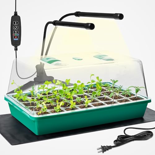 CARPATHEN Seed Starter Tray with Grow Lights and Heating Mat - 40 Cell Plant Germination Tray with...