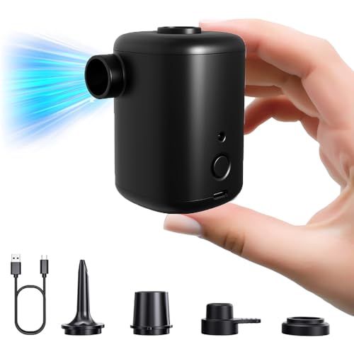 Bomba de Aire Eléctrica, 3000mAh Batería Recargable, para Piscina Infantil, Mini Bomba de Aire con 3 Boquillas de Aire, Inflador Rápido para Bote Inflable/Colchón de Aire